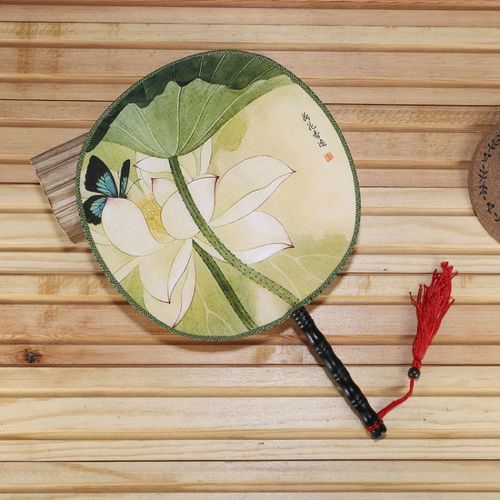 中国风女扇24cm双面宫廷花卉仕女圆扇团扇古典舞蹈旗袍走秀表演扇