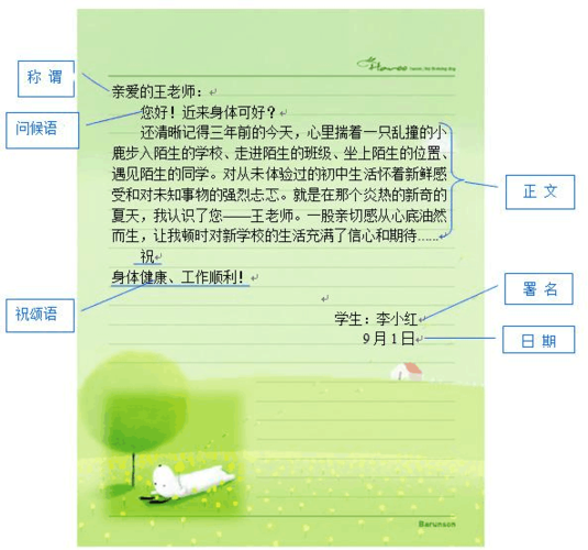 书信的正确格式图片5张