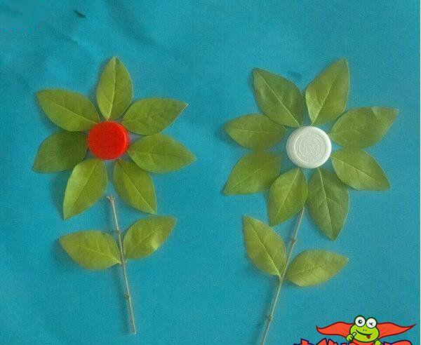 漂亮又简单的树叶贴画美丽的花朵