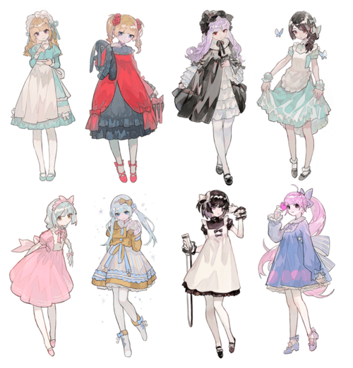 绘画素材 精美服饰 可爱人物全身照