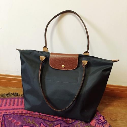 【longchamp·长柄大号深灰色折叠包】