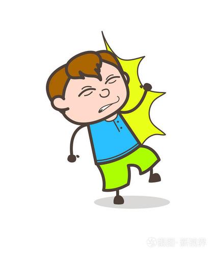 小孩子越来越受伤害的神情-可爱的卡通男孩图