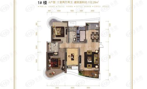 南昌铜锣湾广场1号楼a户型户型图