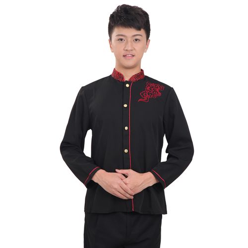 新款酒店工作服 男 饭店服务员长袖餐饮传菜服茶楼工作服秋冬装
