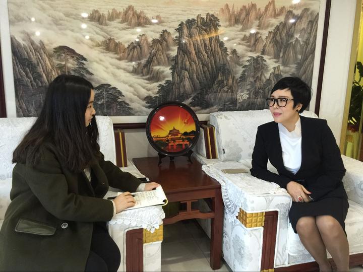 深圳市女企业家促进会会长唐红接受记者采访