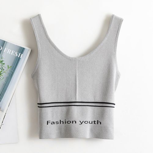 夏季新品针织吊带运动背心女短款