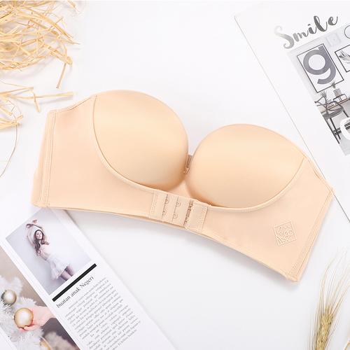无肩带文胸聚拢防滑上托小胸加厚抹胸式隐形胸罩性感内衣女夏薄款