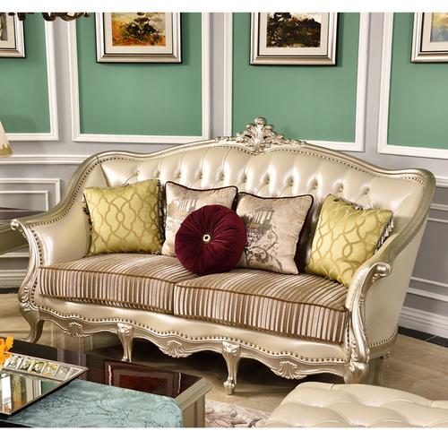 欧式沙发组合香槟色牛皮全实木客厅头层真皮沙发高档大小户型家具