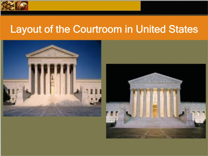 法律英语课程ppt美国法庭地布局.ppt