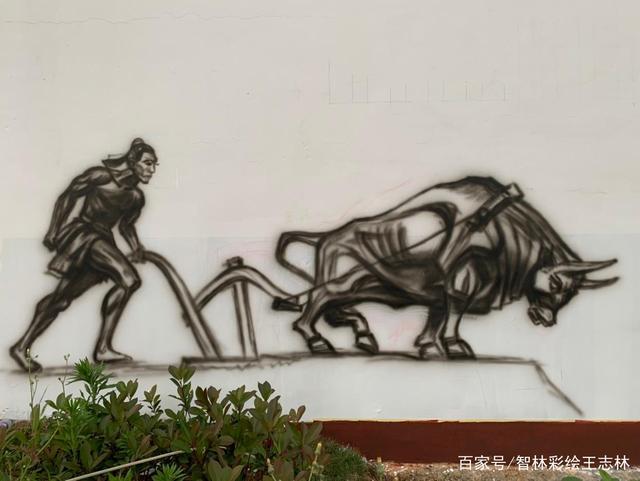 智林作品:佳禾米业"农耕文化"壁画创意绘制中