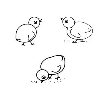 卡通小鸡的画法 小鸡啄米简笔画图片大全