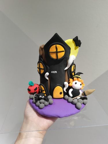 万圣节主题笔筒 超轻粘土_粘土_万圣节去哪玩_笔筒_黄桃罐头_兴趣爱好