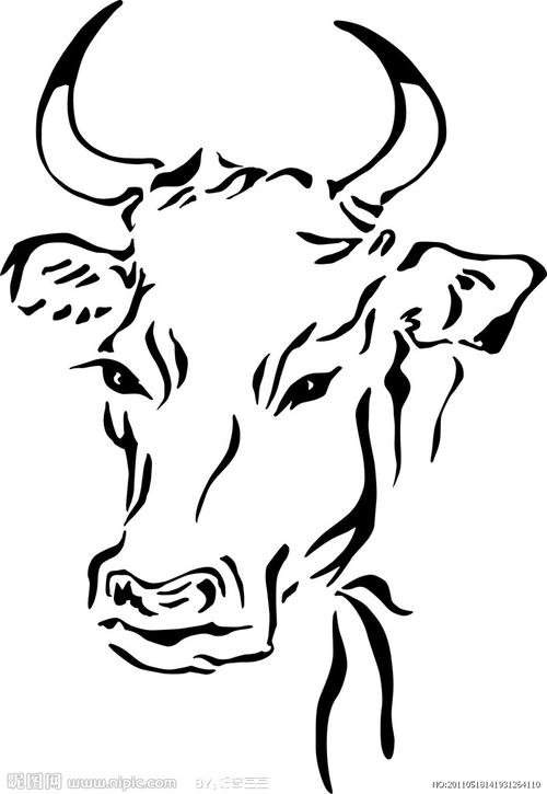 矢量黑白牛头图片