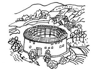 土楼铅笔画图片