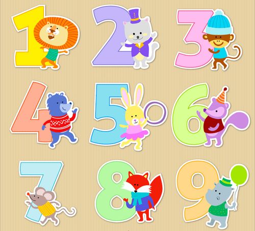 9款卡通动物装饰数字矢量素材,素材格式:ai,素材关键词:兔子,动物