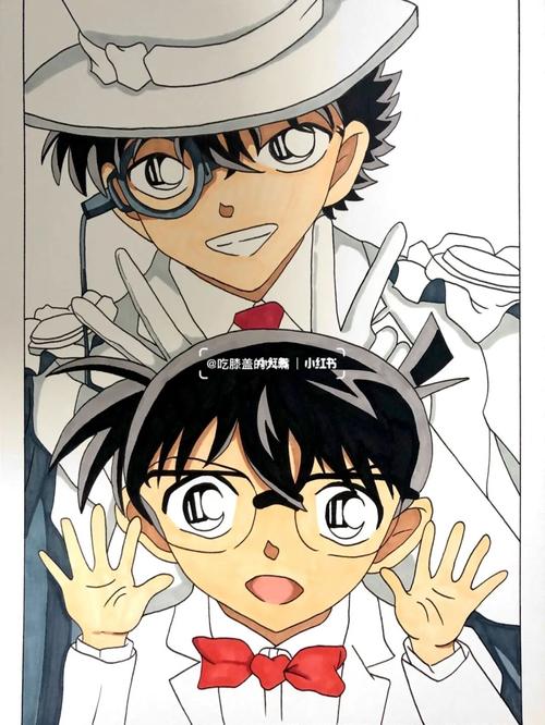 基德77柯南手绘(内附线稿)_手绘_柯南_线稿_儿童画