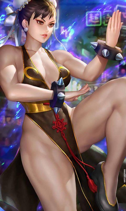 街头霸王来自中国的女性角色春丽肌肉手机壁纸图片竖屏1080(8)