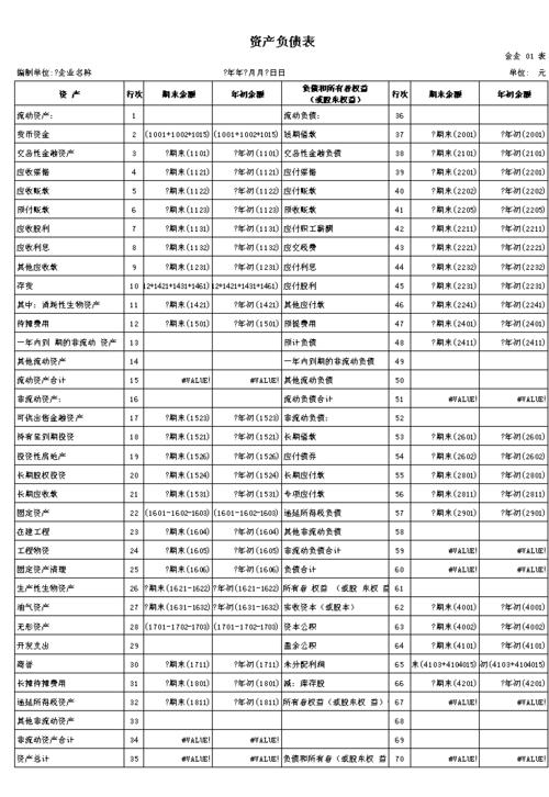 标准模板-资产负债表.xls