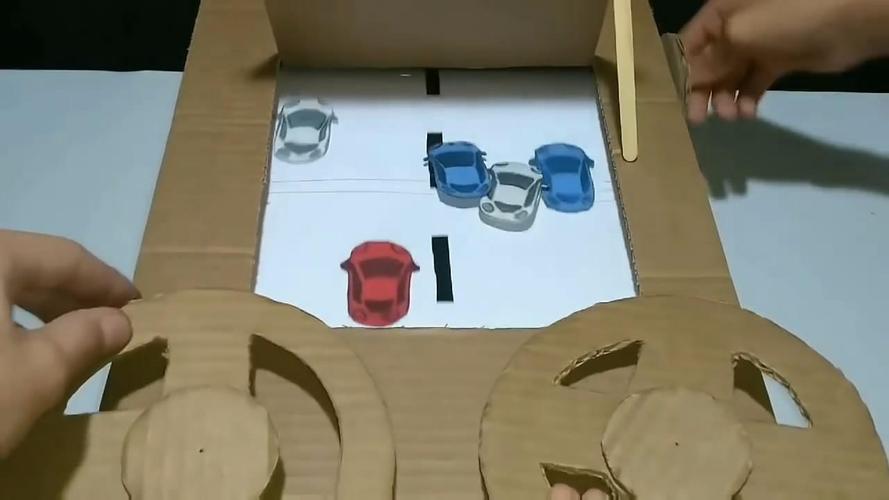 创意纸板diy,教你制作"双人赛车障碍游戏机"的方法