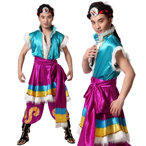 新款男士蒙古舞蹈服装演出服蒙古族舞服装表演舞台服定制