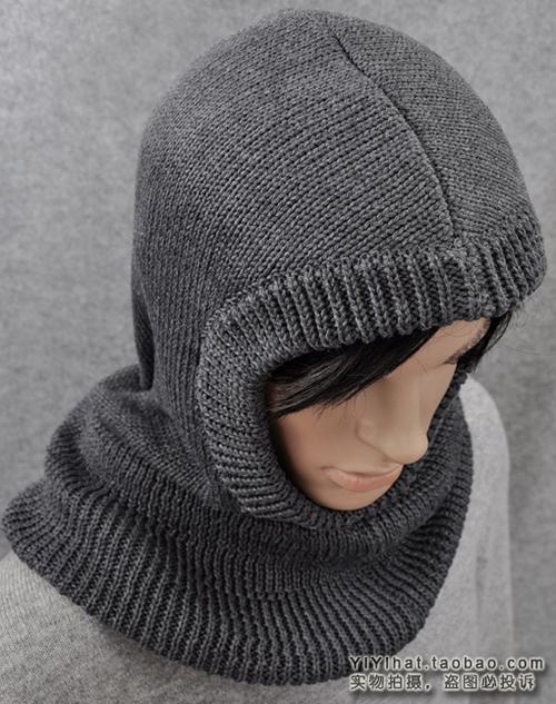 加厚360度风雪帽 围脖两用套脖保暖针织帽护耳帽冬帽男帽子冬2042