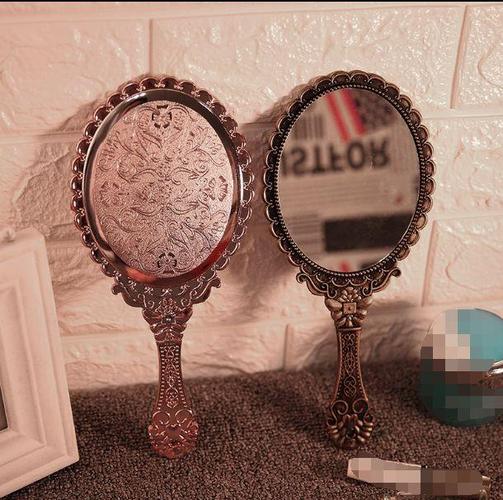 镜子公主少女手柄复古小镜宫廷欧式手补妆心随身化妆镜