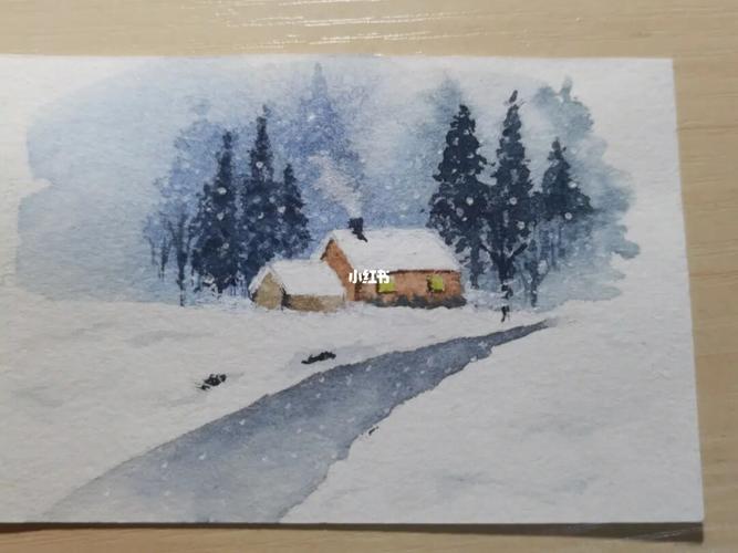 水彩雪景_水彩画_雪景_临摹_绘画_风景_绘画临摹_人文