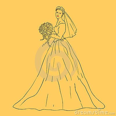 结婚新娘礼服简笔画