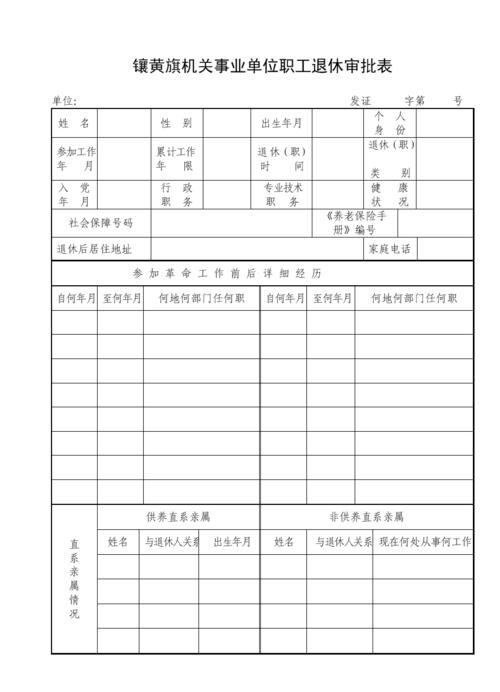镶黄旗机关事业单位职工退休审批表.doc 3页