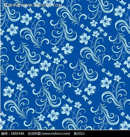 白花蜻蜓装饰的淡蓝色彩带_花纹花边_红动手机版