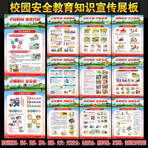 建设平安校园墙贴纸学校教室布置贴纸挂画校园安全