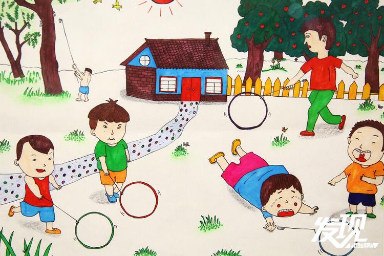 《滚铁环》,赵嘉琦,7岁.