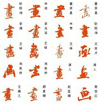 求"画"的行书毛笔字体
