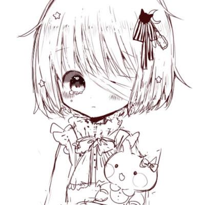 可爱简笔画萌动漫女孩