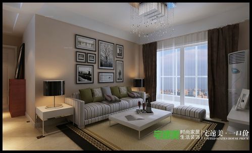 三室一厅现代简约客厅照片墙