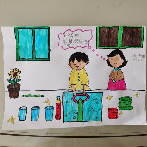 家务劳动绘画作品