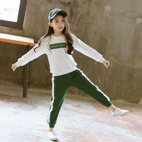 [ls蕾於童装] 新款套装秋装中大童儿童运动时尚小女孩卫 2018 闲潮童