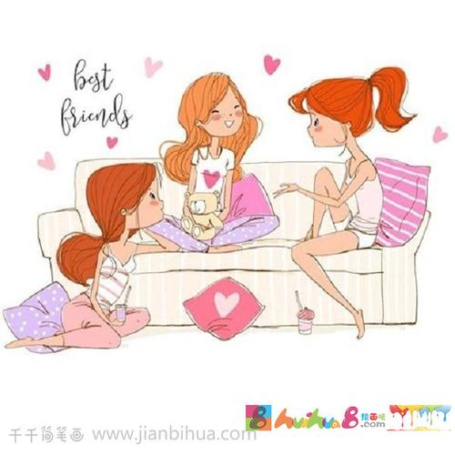 三个好朋友简笔画