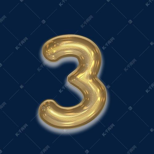 膨胀金色渐变光影艺术字创意派对欢快倒计时数字3