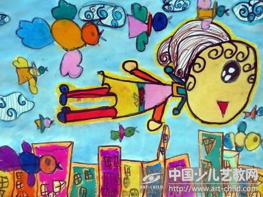 儿童画-飞翔-《少儿画苑》第18届国际少儿书画大赛_艺