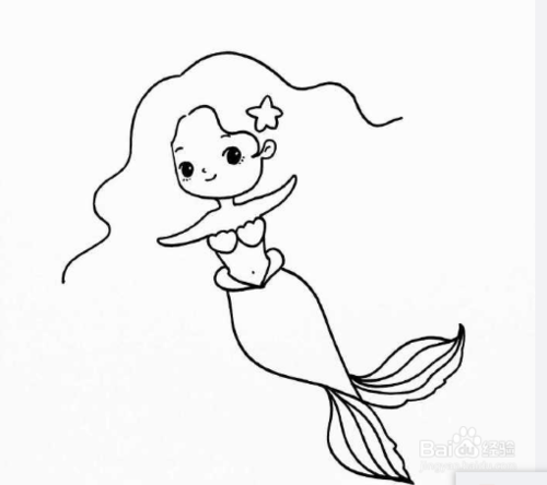 怎么画卡通版可爱的美人鱼简笔画?