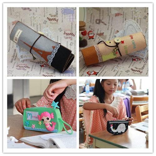 鑫晴手工布艺diy原创不织布材料包小熊爱情铁塔笔袋笔盒学习用品_7折