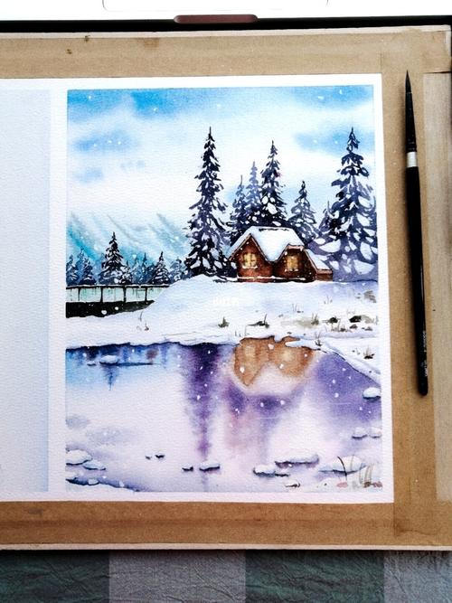 水彩‖风景雪景_水彩_风景_雪景_石家庄攻略_画画_文化_绘画