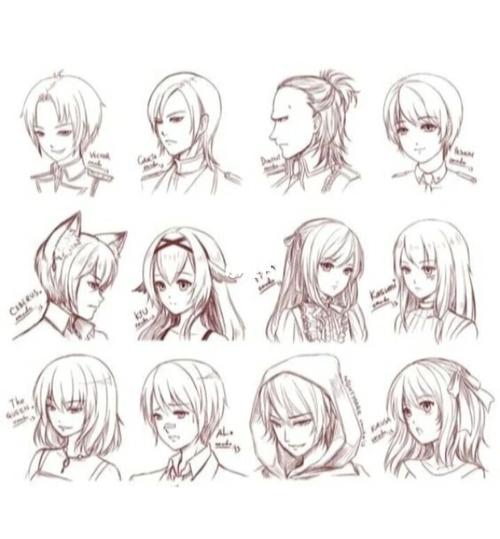 【板绘素材】上百种女生发型素材参考_素材_板绘_女生