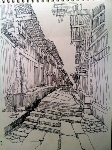 画的一些建筑速写,比着相片画的.