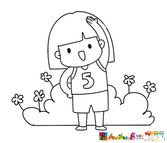 做运动的小女孩简笔画图片