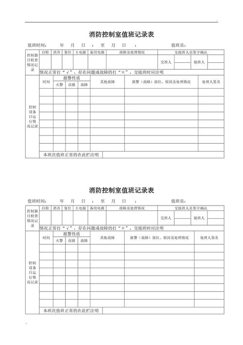 消防控制室值班记录样本