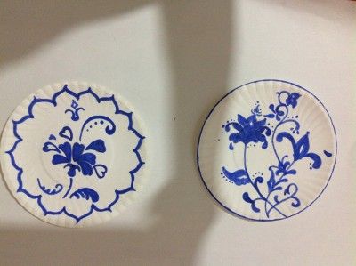 青花瓷纸盘简笔画