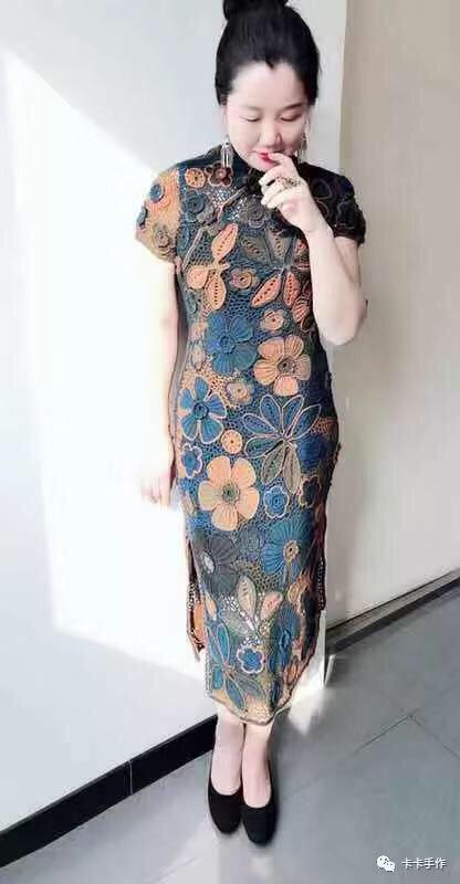 魔球毛线钩针编织的旗袍