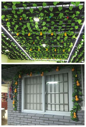 仿真水果藤条蔬菜店吊顶装饰葡萄叶塑料假绿植绿树叶管道缠绕遮挡 总